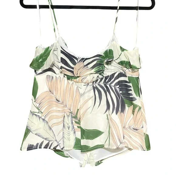 Milly Ruffle Cami Palm Print Tank Top Size 8 Summer Feminine Party - Picture 6 of 11